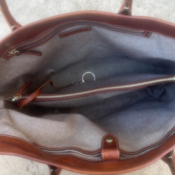 Dooney & Bourke Cognac Texture Leather Large Double Handle Tote Bag - Picture 3 of 10